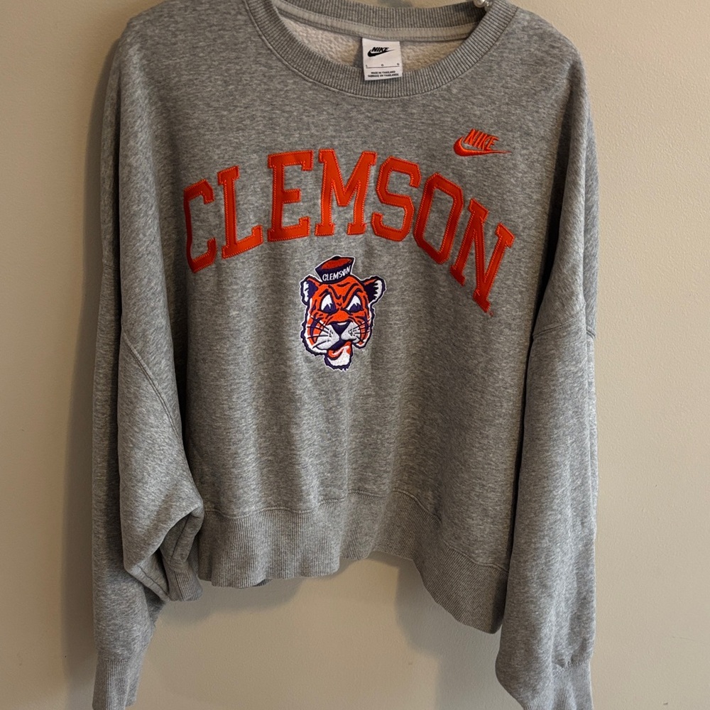 Nike Gray Clemson Sweatshirt with Orange Logo